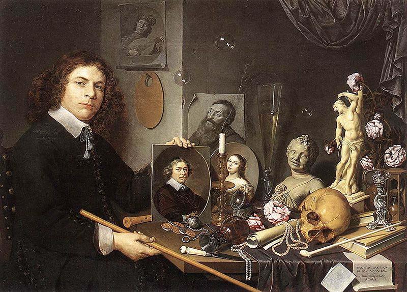 David Bailly Self-portrait With Vanitas Symbols oil painting image